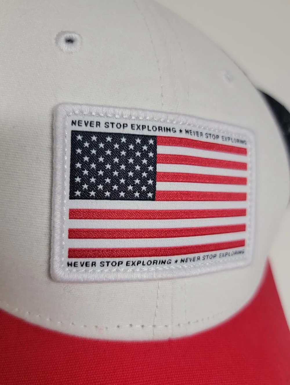 NWOT The North Face Trucker Hat with American Flag Patch